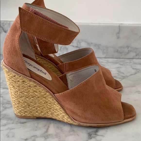 Jeffrey Campbell Shoes - Jeffrey Campbell Taupe Velcro Strap Wedges